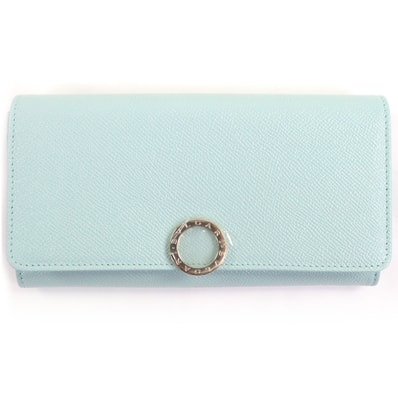 未使用品 ブルガリ 長財布 ライトブルー ゴールド メンズ 293702