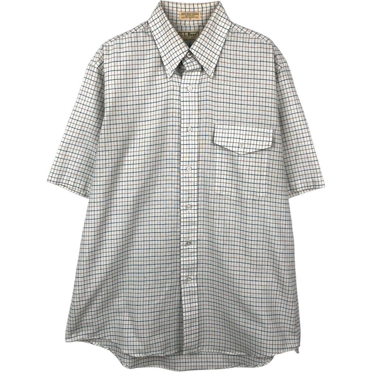 古着 80~90年代 エルエルビーン L.L.Bean 半袖 ボタンダウン チェックシャツ USA製 メンズL相当 ヴィンテージ/eaa670692