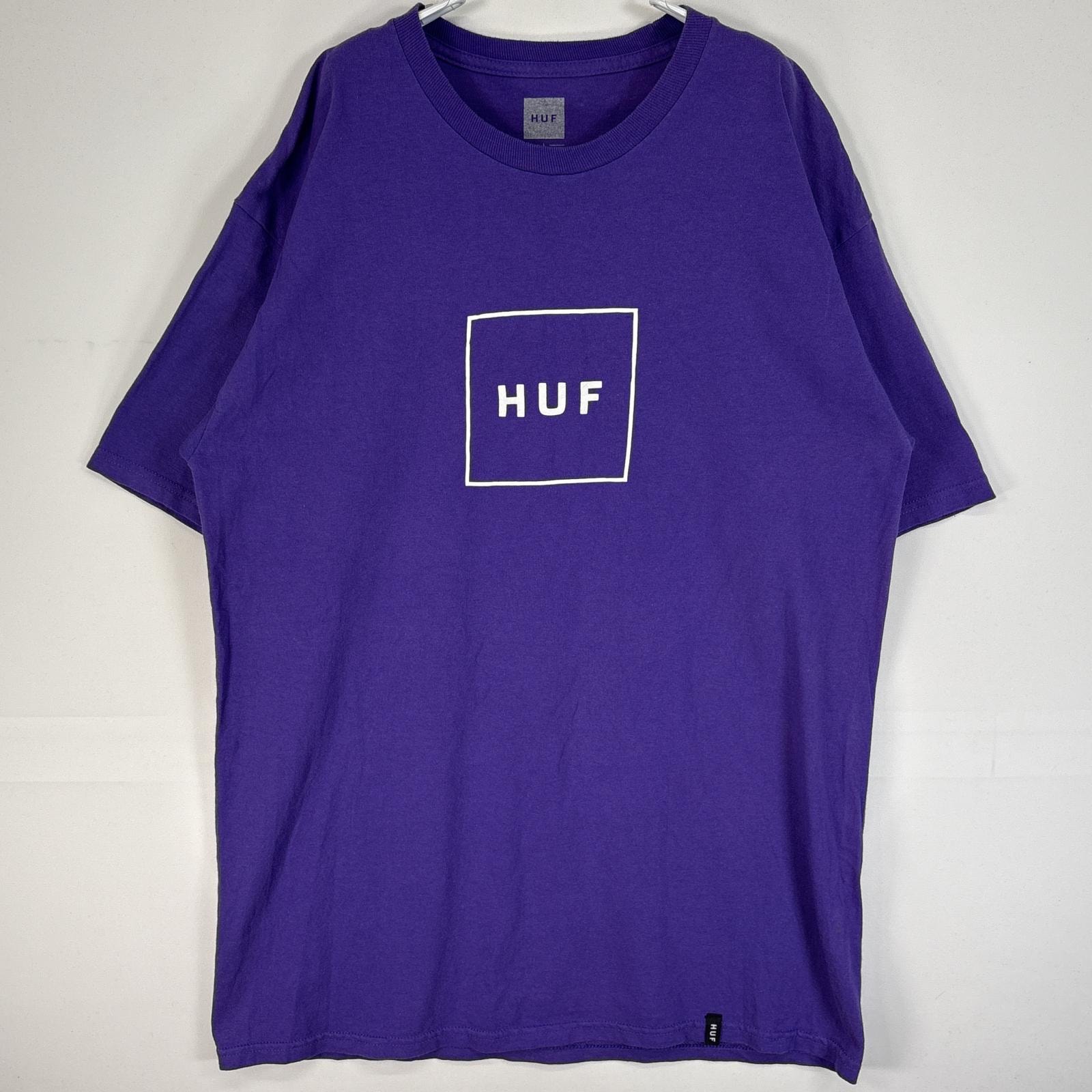 古着 ハフ HUF 半袖Tシャツ プリント ロゴ フェード スケボー ストリート L パープル メンズ