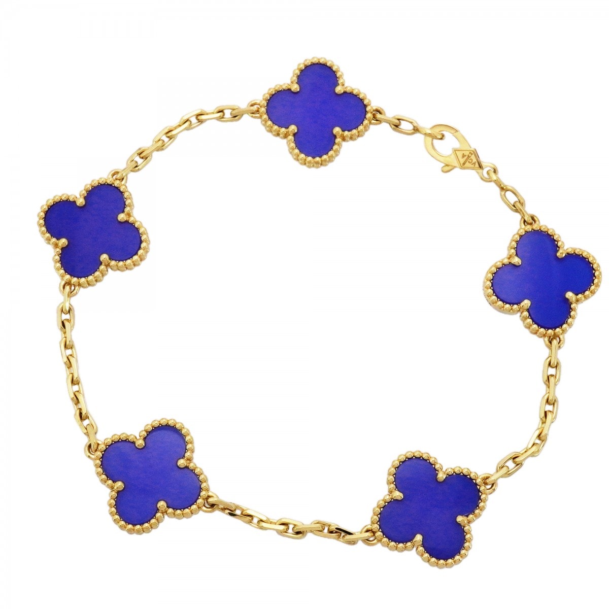 【6jdb0285】ヴァンクリーフ&アーペル ブレスレット ヴィンテージ アルハンブラ K18YG イエローゴールド ブルーアゲート【中古】レディース