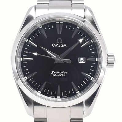 オメガ OMEGA 2517.50 シーマスター アクアテラ 150m デイト ブラック クォーツ メンズ 良品 腕時計 I#147776