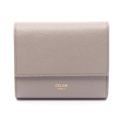 セリーヌ CELINE スモール トリフォールドウォレット 三つ折り財布 財布 レザー レディース ベージュ系 10B573 【中古】