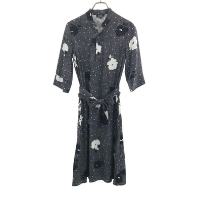 A.P.C. アーペーセー 花柄 5分袖 ワンピース 34 ブラック系