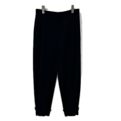 ステラマッカートニー 394020 SFB03 ブラック ウール ギャザーボタン テーパードスラックスパンツ 38