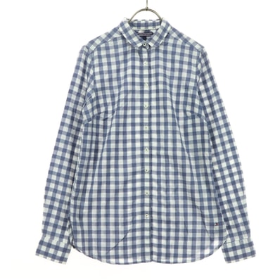TOMMY HILFIGER トミーヒルフィガー ギンガムチェック柄 長袖 ラウンドカラー シャツ 4 ブルーグレー Regular Fit