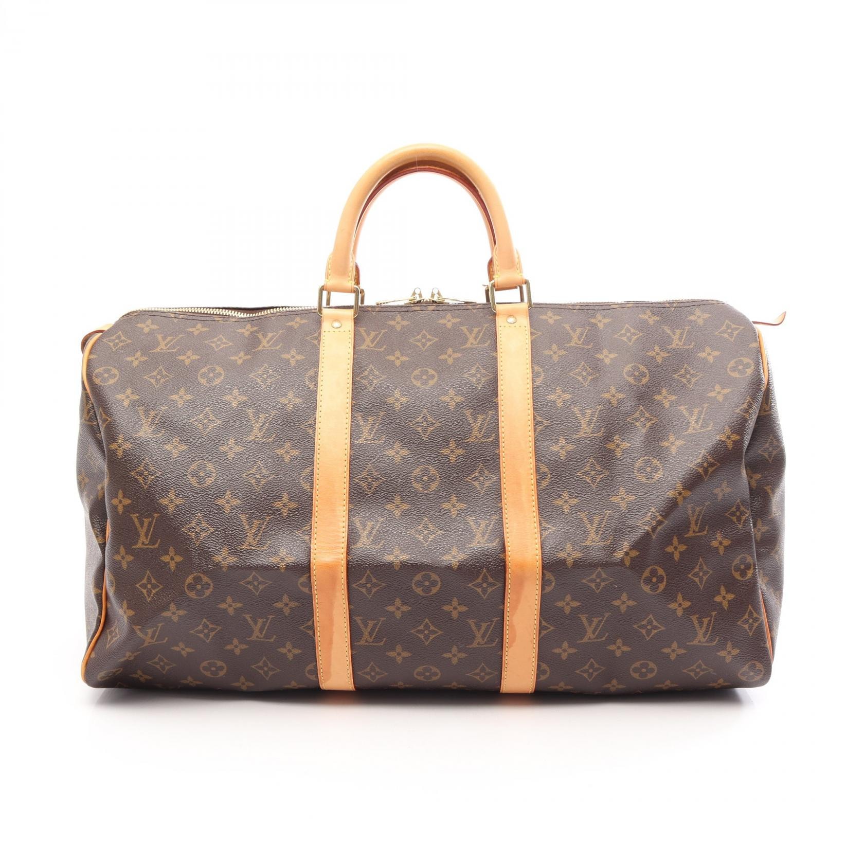 ルイ・ヴィトン LOUIS VUITTON キーポル50 ボストンバッグ バッグ PVCコーティングキャンバス レザー モノグラム メンズ レディース ブラウン系 M41426 【中古】