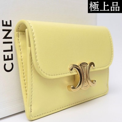 CELINE Women's Triomphe Flap Card Holder "Citrus"