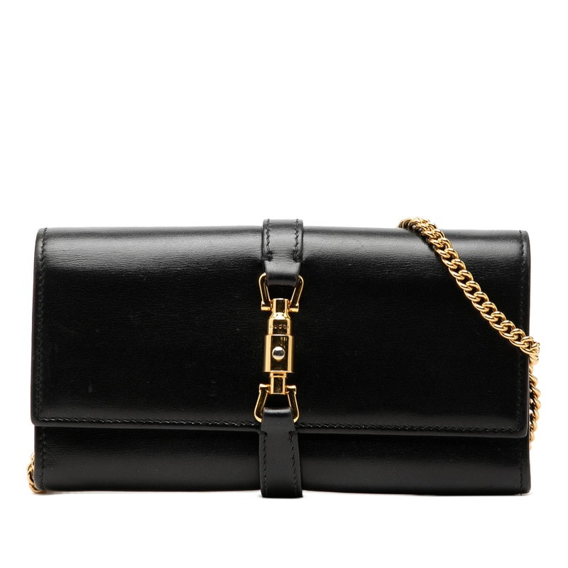 グッチ ジャッキー1961 斜め掛け チェーンウォレット ショルダーバッグ 652681 ブラック レザー レディース GUCCI 中古