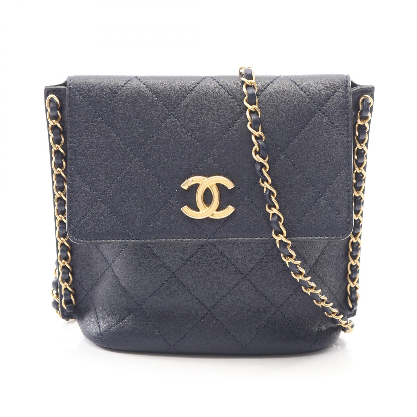 シャネル CHANEL マトラッセ ショルダーバッグ バッグ ラムスキン(羊革) レディース ネイビー系 AS2542 【中古】