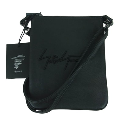 Yohji Yamamoto ヨウジヤマモト DA-I97-790-1-02 Signature Pouch Sacoche 牛革 カウレザー シグネチャー ポーチ サコッシュ レザー バッグ ブラック系【新古品】【未使用】【中古】