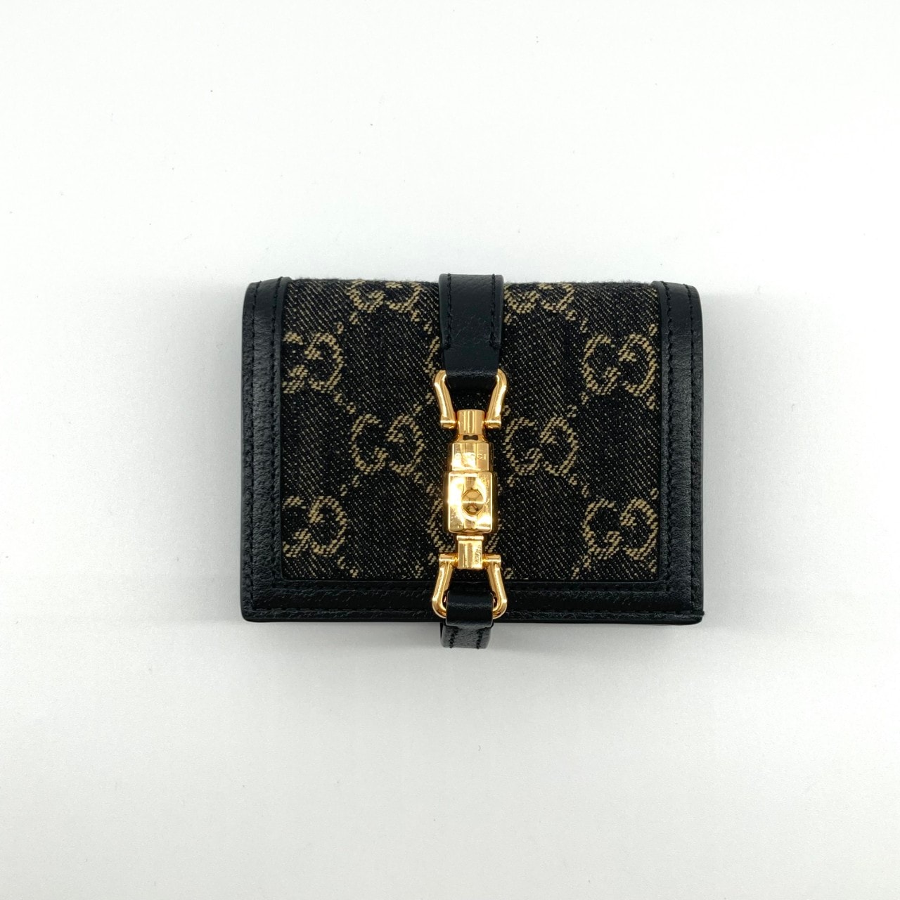 GUCCI(グッチ) ジャッキー 1961 GGデニム カードケース 645536 二つ折り財布 ブラック
