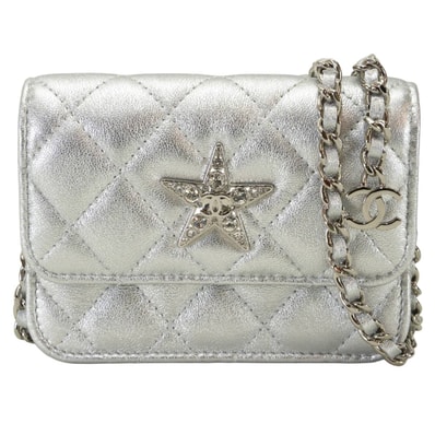 2023年VIP顧客限定イヤーズギフト CHANEL シャネル ポーチ ミニ チェーン バッグ マトラッセ ココマーク スター ラインストーン シルバー メタリックラムスキン 新品未使用