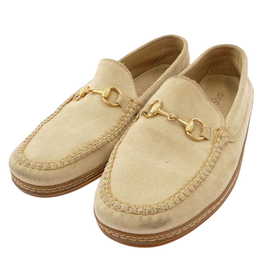 GUCCI グッチ ローファー ホースビット スエード ローファー ベージュ系 7M【中古】