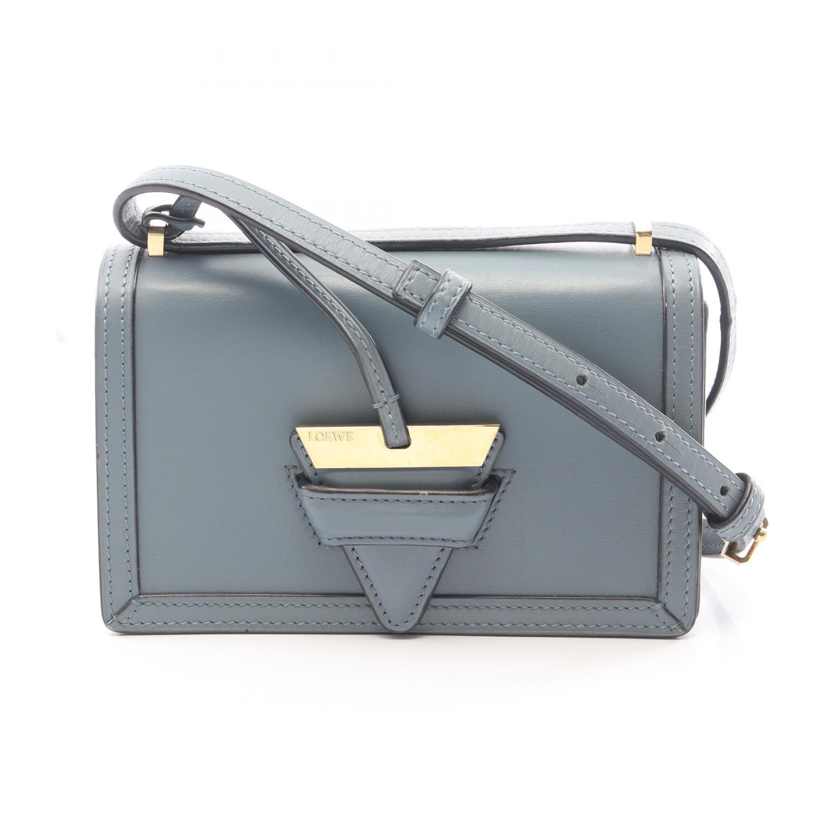 ロエベ LOEWE バルセロナ ショルダーバッグ バッグ レザー レディース ブルー系 【中古】