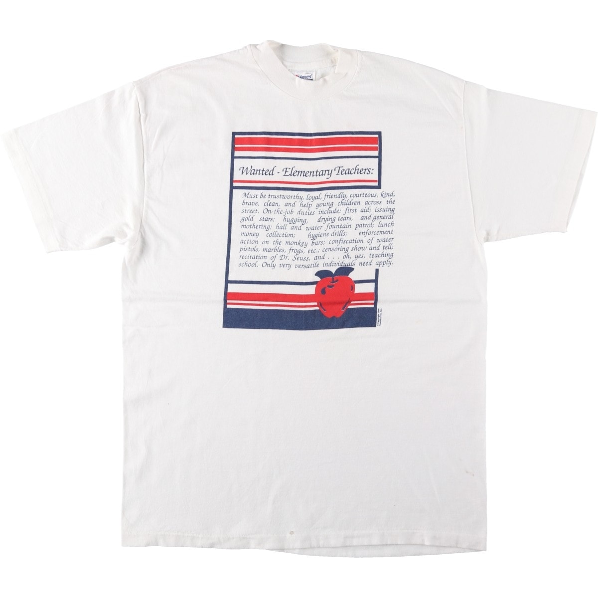 古着 90年代 ヘインズ Hanes BEEFY-T 青タグ メッセージプリントTシャツ USA製 メンズL相当 ヴィンテージ/eaa642529