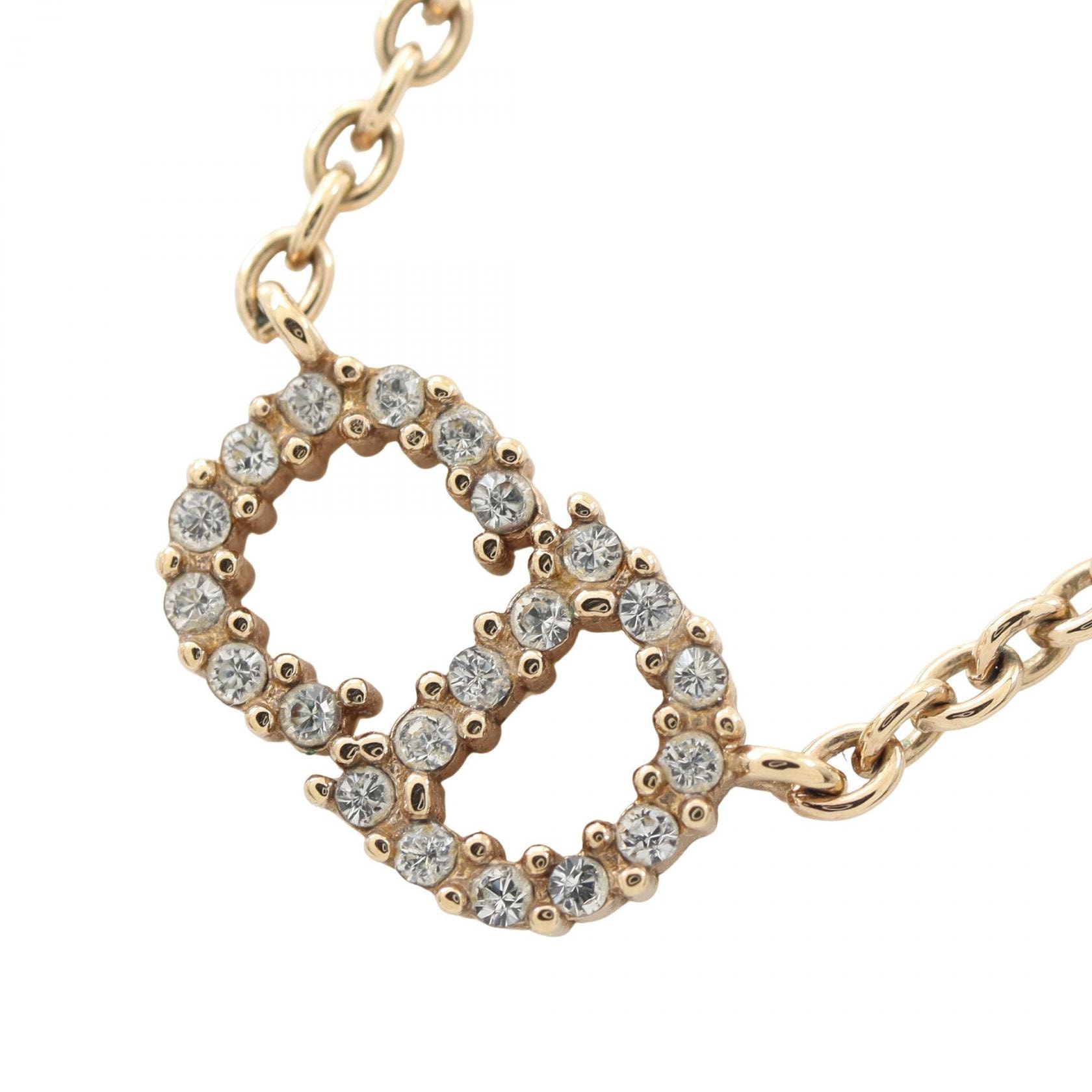 ディオール Dior Clair D Lune ネックレス ジュエリー GP(ゴールドメッキ) ラインストーン レディース ゴールド系 / クリア系 【中古】