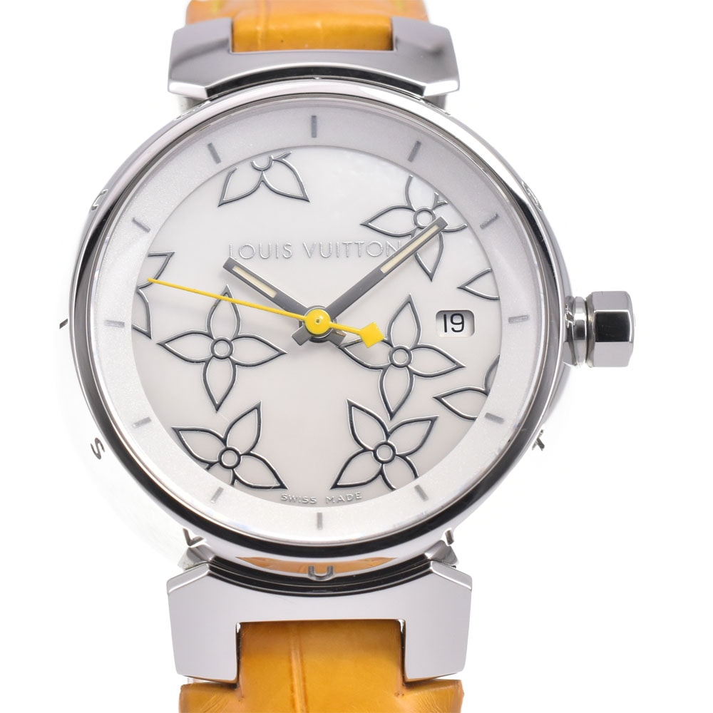 ルイ・ヴィトン LOUIS VUITTON Q121C タンブール デイト クォーツ レディース 美品 内箱付き Q#146039