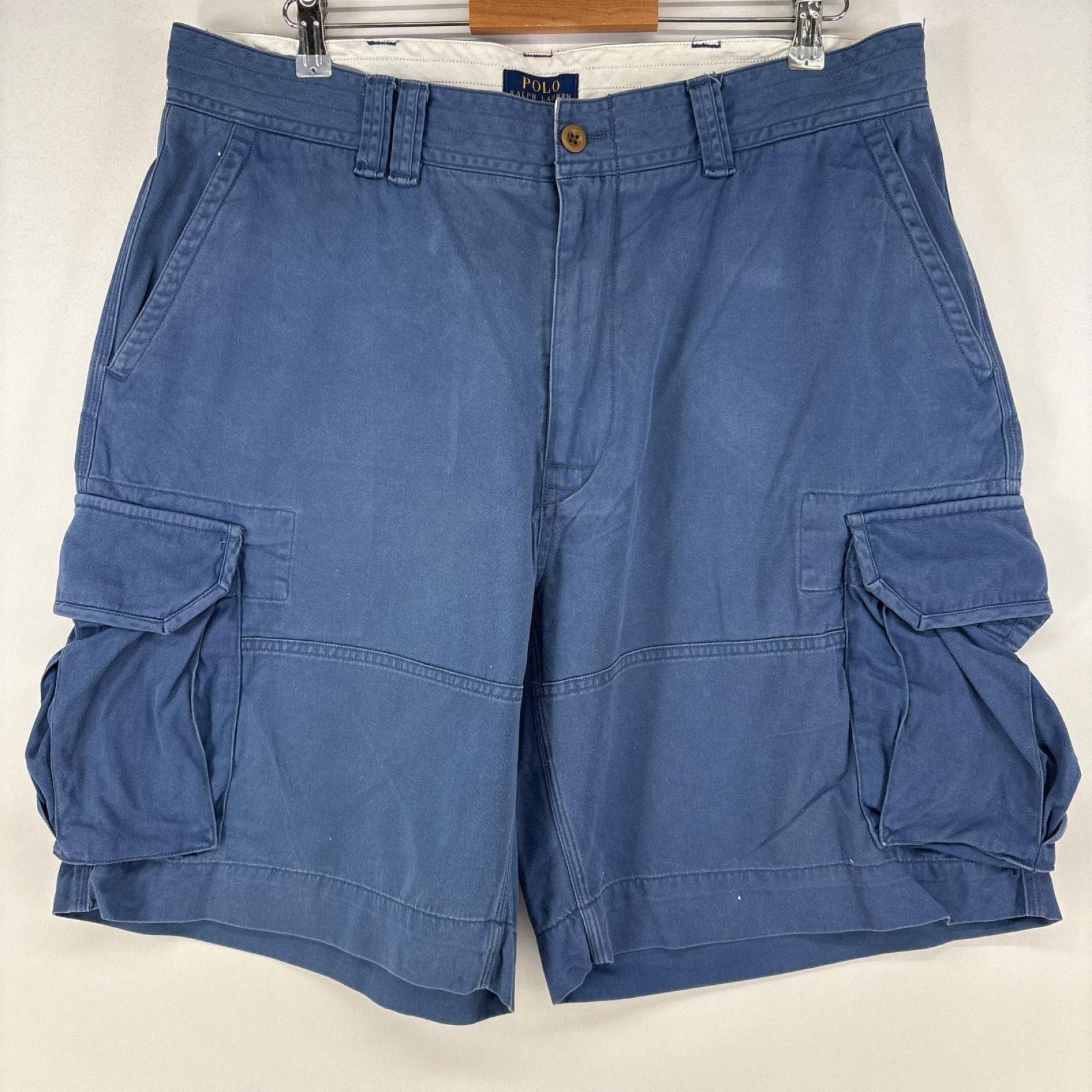 古着 ポロ・ラルフローレン POLO RALPH LAUREN ショートパンツ チノパン ポロチノ カーゴ ジップ ハーフパンツ w38 ブルー メンズ