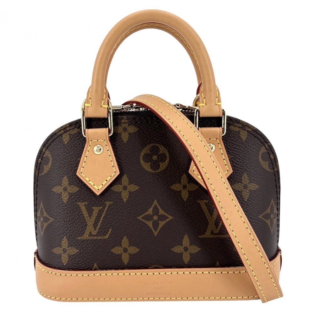 LOUIS VUITTON ルイヴィトン 2WAY モノグラム ナノ・アルマ ハンドバッグ ショルダーバッグ 小さめ ミニバッグ M82717    ブラウン 茶 ゴールド金具 レディース【中古品】