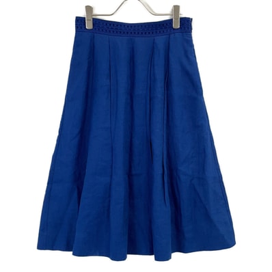 ロロピアーナ FAM3490 ブルー リネン100 カットワーク フレアスカート 40