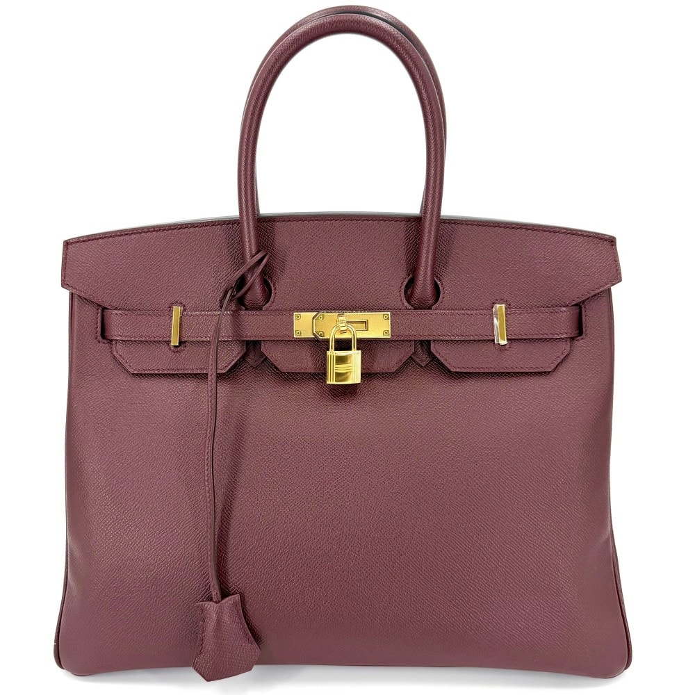 HERMES エルメス ハンドバッグ バーキン35 内縫い トートバッグ ワインレッド C刻印 レザー    ボルドー系 ゴールド金具 レディース 2018年【中古品】