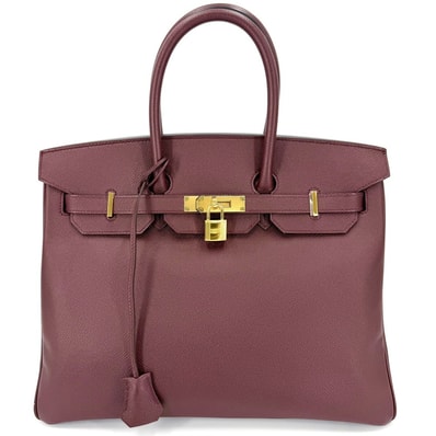 HERMES エルメス ハンドバッグ バーキン35 内縫い トートバッグ ワインレッド C刻印 レザー ボルドー系 ゴールド金具 レディース 2018年【中古品】
