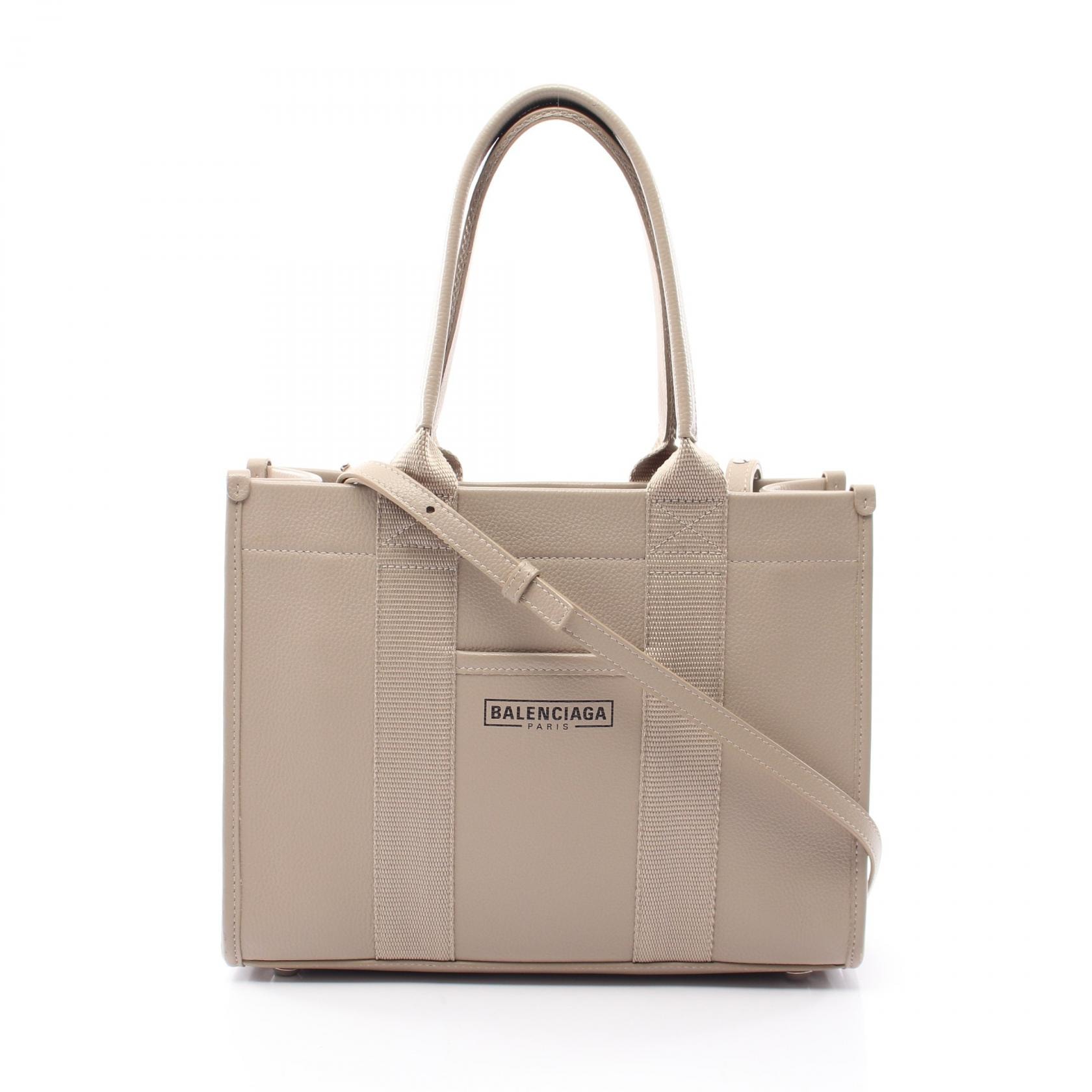 バレンシアガ BALENCIAGA HARDWARE TOTE S 2WAY トートバッグ バッグ レザー レディース ベージュ系 671402 【中古】