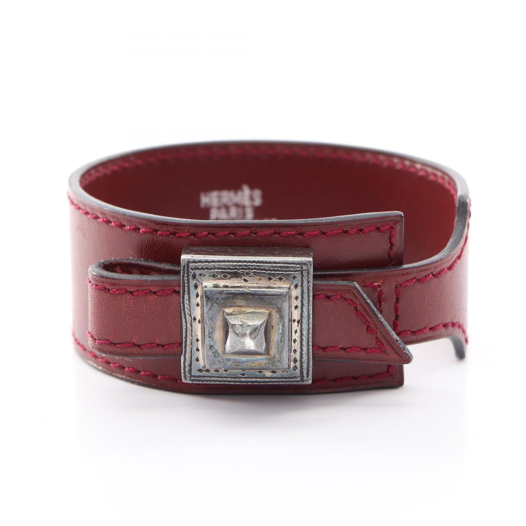 エルメス HERMES アルテミス トゥアレグ ルージュアッシュ バングル アクセサリー カーフ(牛革) ボックスカーフ ボルドー □E刻印(2001年製造) レディース ボルドー系 【中古】