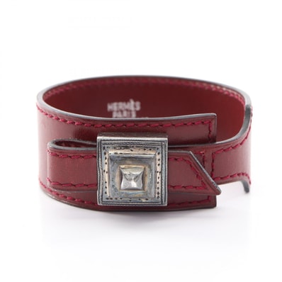 エルメス HERMES アルテミス トゥアレグ ルージュアッシュ バングル アクセサリー カーフ(牛革) ボックスカーフ ボルドー □E刻印(2001年製造) レディース ボルドー系 【中古】