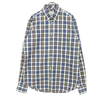 GAP ギャップ チェック柄 長袖 コットン ボタンダウンシャツ M ネイビー系