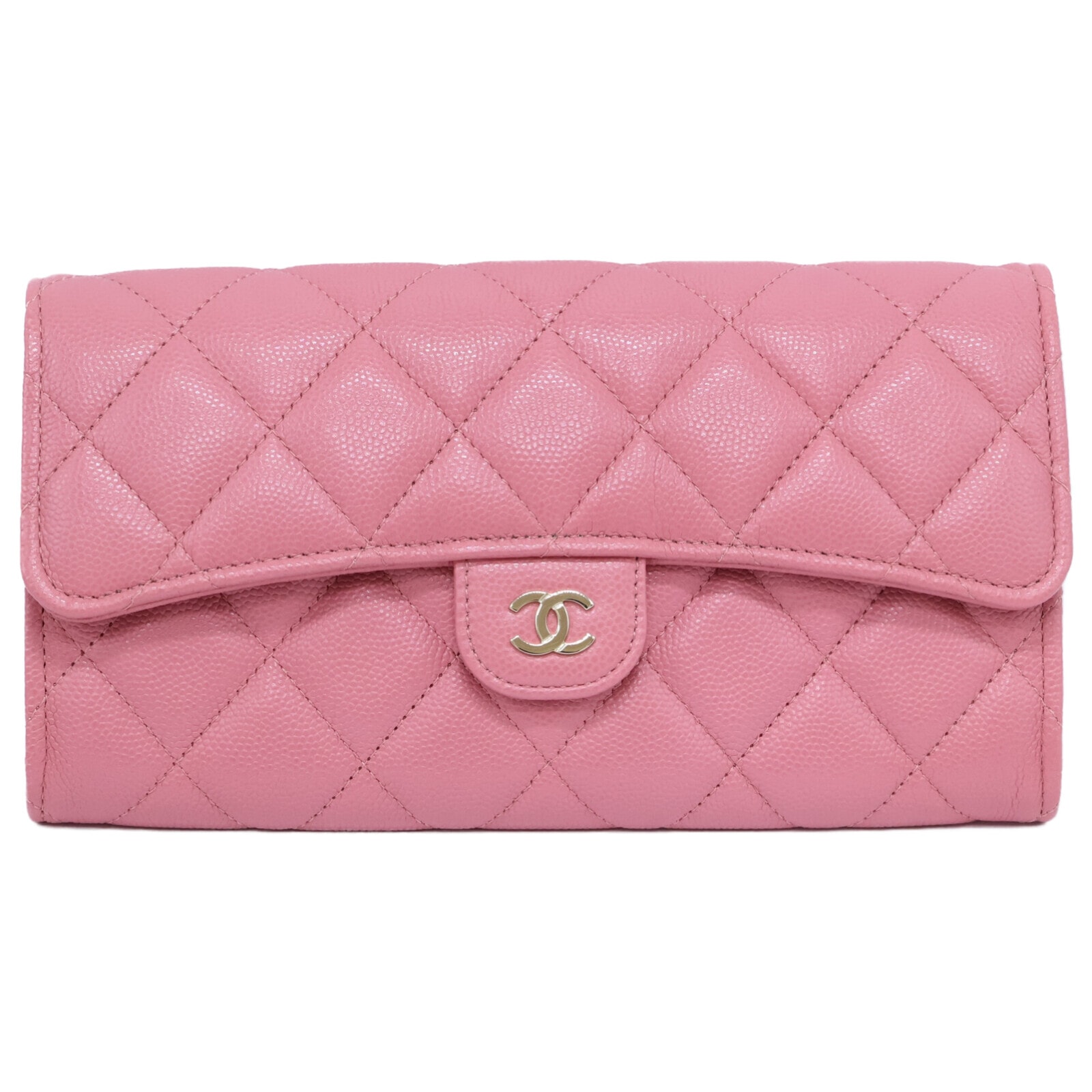 シャネル 新品同様 AP0241 キャビアスキン マトラッセ クラシックフラップロングウォレット