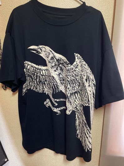 Yohji Yamamoto NEW ERA CROW PRINT SHORT SLEEVES COTTON TEE "Black"