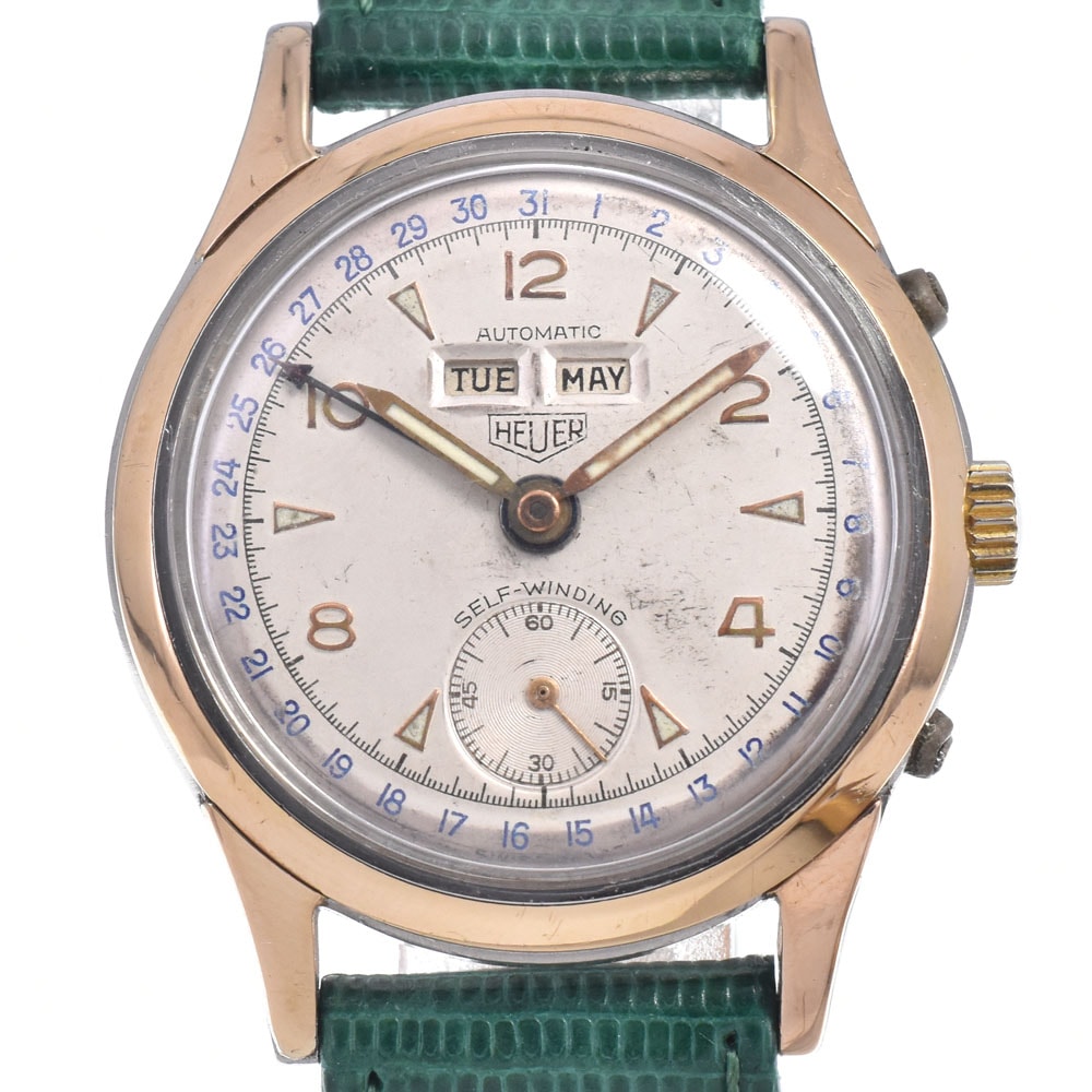 タグホイヤー TAG HEUER W088148 ヴィンテージ バンパー式ハーフローター トリプルカレンダー アイボリー 自動巻き メンズ 腕時計 O#146963