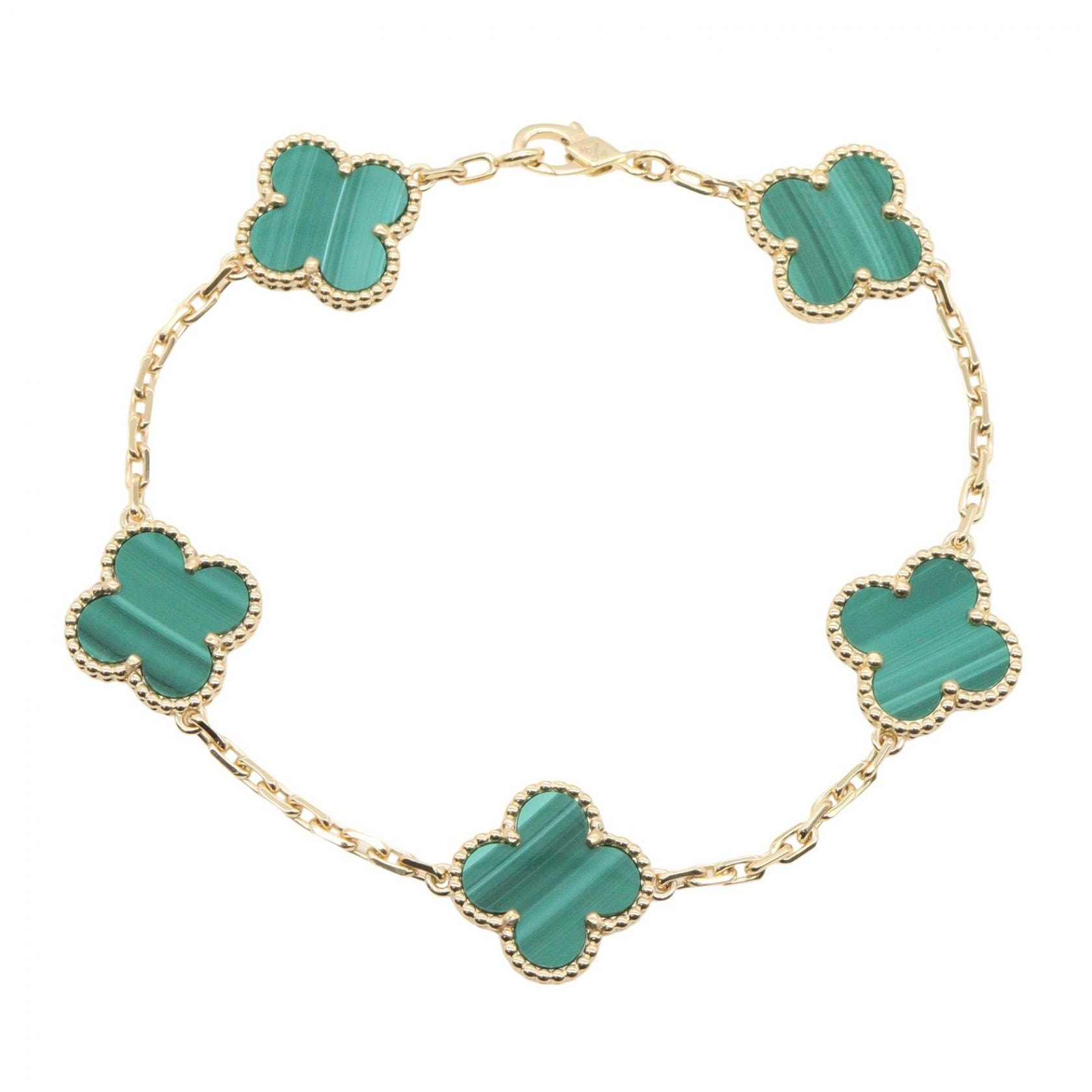 ヴァンクリーフ&アーペル Van Cleef & Arpels ヴィンテージアルハンブラ 5モチーフ マラカイト ブレスレット ブレスレット アクセサリー K18(イエローゴールド) マラカイト レディース ゴールド系 / グリーン系