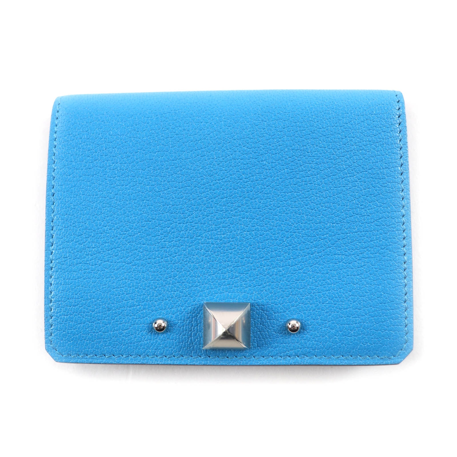 極美品 エルメス カードケース メド―ル ブルー レディース