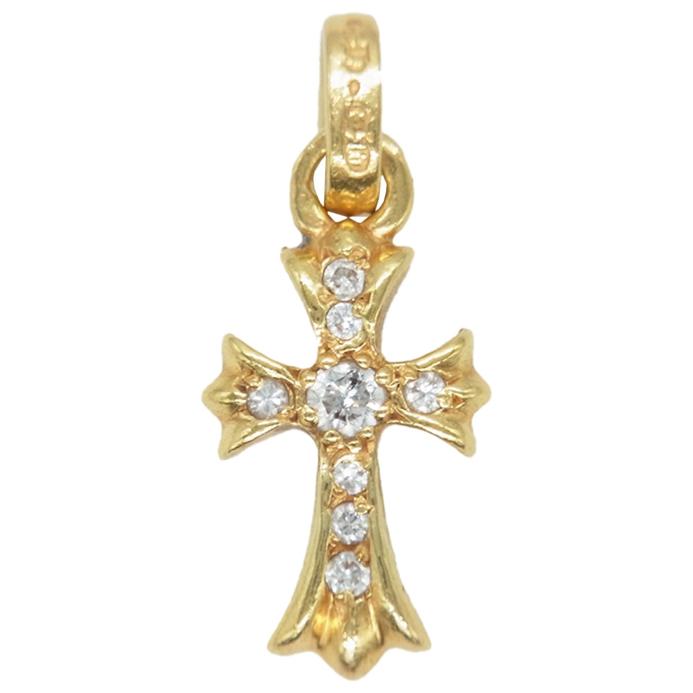 Chrome Hearts 22K CH Cross Baby Fat Charm with Pave Diamond "Yellow Gold"