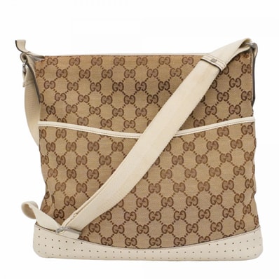 【6dc3464-k】グッチ ショルダーバッグ GGキャンバス 145857 キャンバス ベージュ シルバー金具【中古】レディース