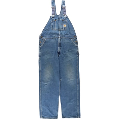 古着 カーハート Carhartt ロゴパッチ デニムオーバーオール メンズw43相当/eaa654619