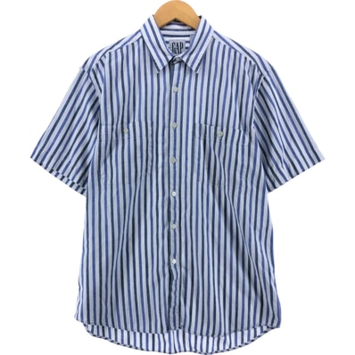 古着 90年代 ギャップ GAP オールドギャップ 半袖 コットン ストライプシャツ メンズM相当 ヴィンテージ/eaa536433