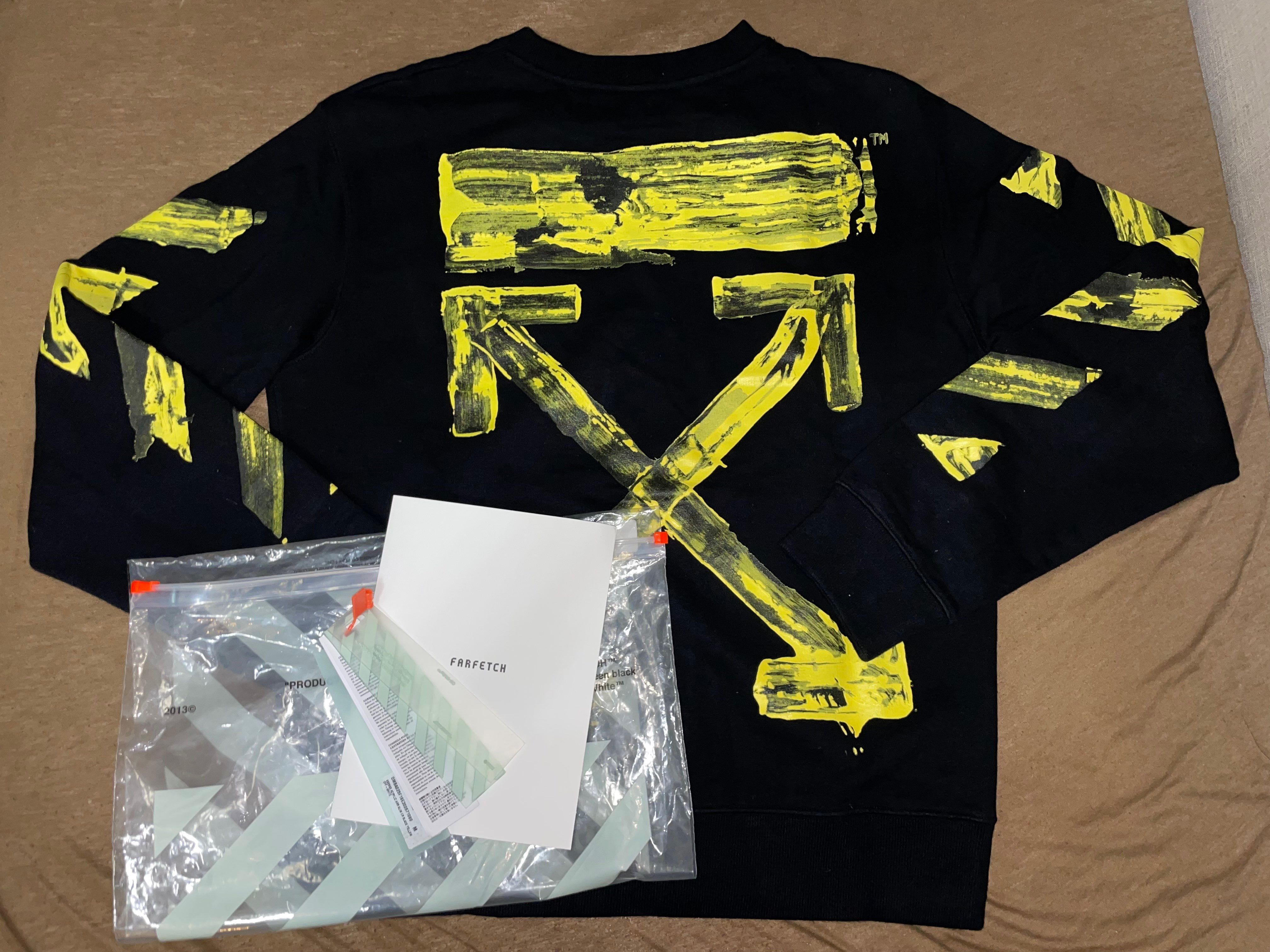 Off-WhiteSSENSE限定ブラック&イエローアロースウェットシャツ