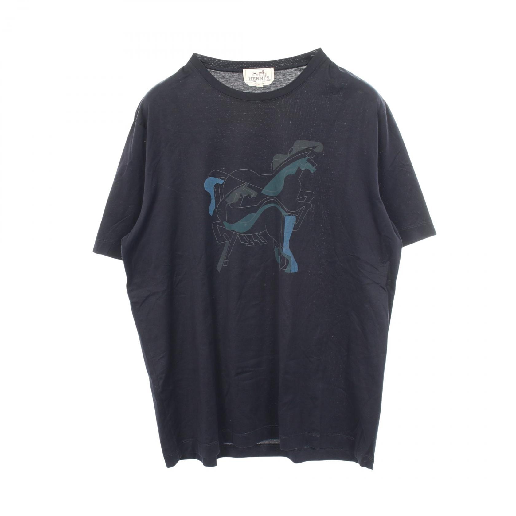 エルメス HERMES Brazilian Horse 半袖Tシャツ 衣料品 トップス コットン メンズ ネイビー系 【中古】