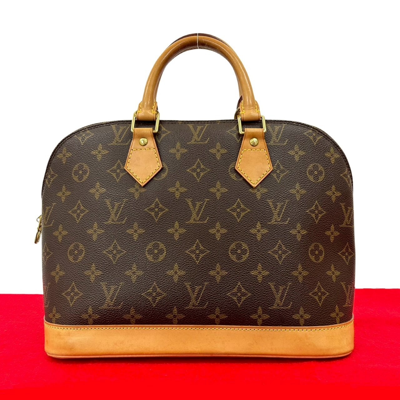 LOUIS VUITTON ルイヴィトン アルマ モノグラム レザー PVC ハンドバッグ ブラウン
 472-7