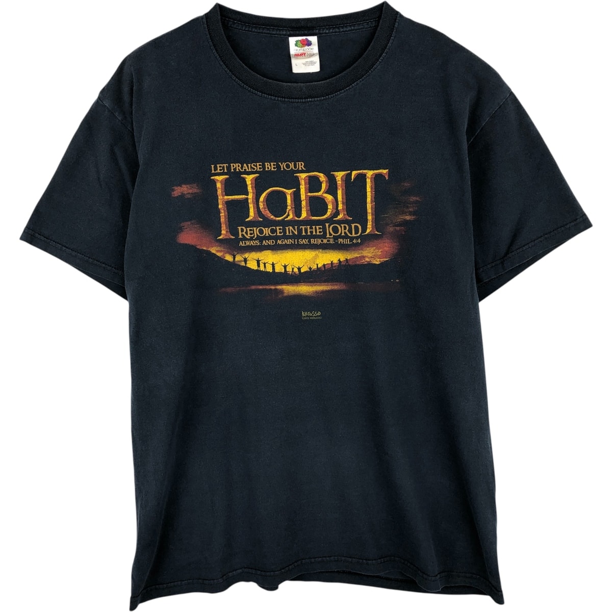 古着 フルーツオブザルーム FRUIT OF THE LOOM HEAVY cotton KERUSSO ケルッソ パロディ メッセージプリントTシャツ メンズL相当/eaa616522