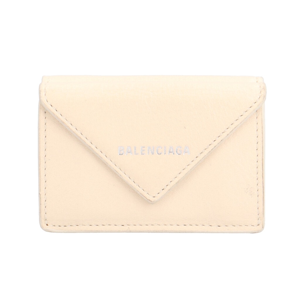 バレンシアガ ペーパーミニウォレット 三つ折り財布 レザー 391446・9305・U・53224 レディース BALENCIAGA 中古