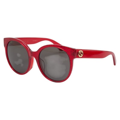 グッチ インターロッキングG サングラス GG0035SA レッド ブラック プラスチック レディース GUCCI 【中古】