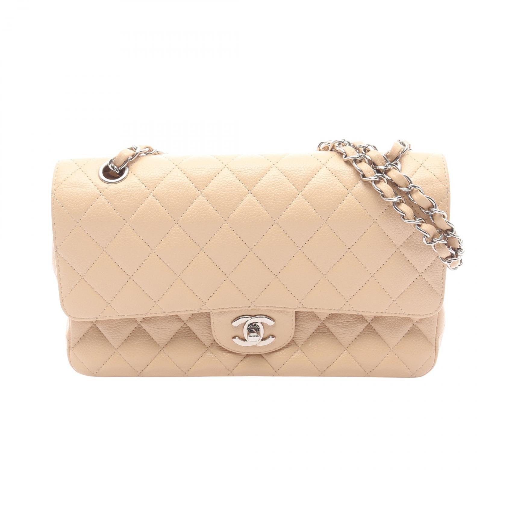 シャネル CHANEL マトラッセ Wフラップ ショルダーバッグ バッグ カーフ(牛革) レディース ベージュ系 A01112 【中古】