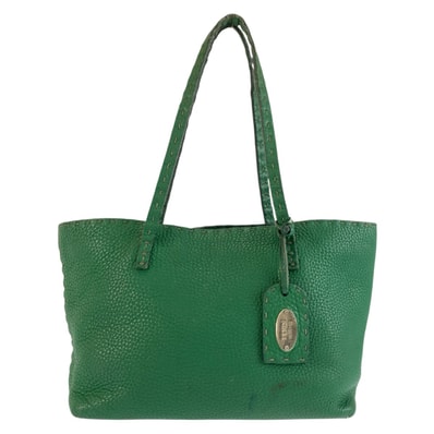FENDI フェンディ セレリア グリーン シルバー金具 レザー トートバッグ ハンドバッグ 604230 【中古】