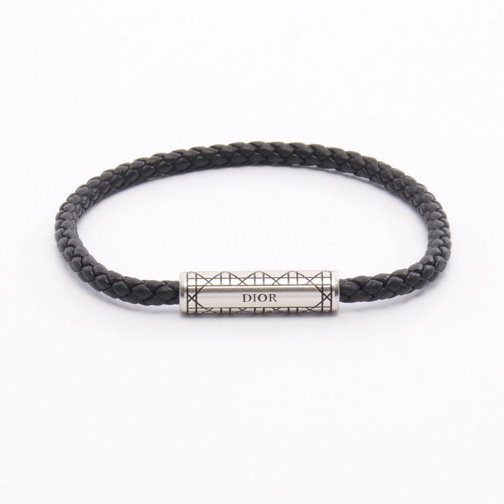 ディオール Dior カナージュ ブレイドレザー ブレスレット アクセサリー レザー ステンレススチール メンズ ブラック系 / シルバー系 B2782HOMLE004L 【新品】