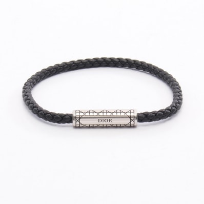 ディオール Dior カナージュ ブレイドレザー ブレスレット アクセサリー レザー ステンレススチール メンズ ブラック系 / シルバー系 B2782HOMLE004L 【新品】