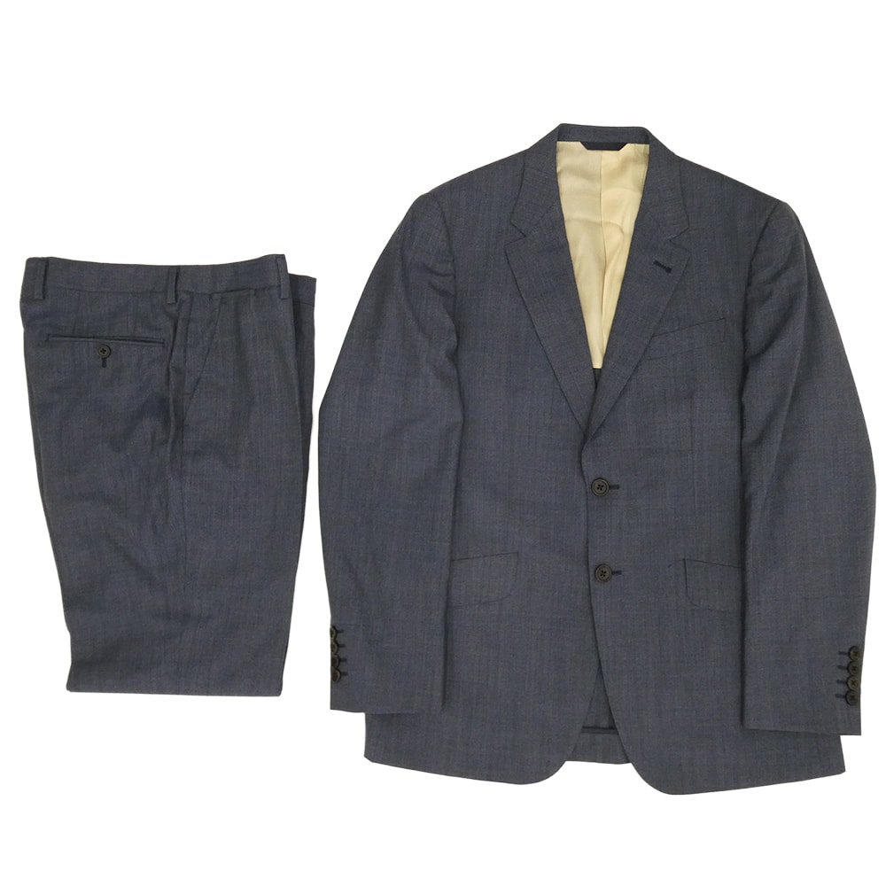 Paul Smith ポール・スミス セットアップ PC-J-52613 Ermenegildo Zegna ゼニア ウール チェック 2B テーラード ジャケット セットアップ ブルー系 L【中古】
